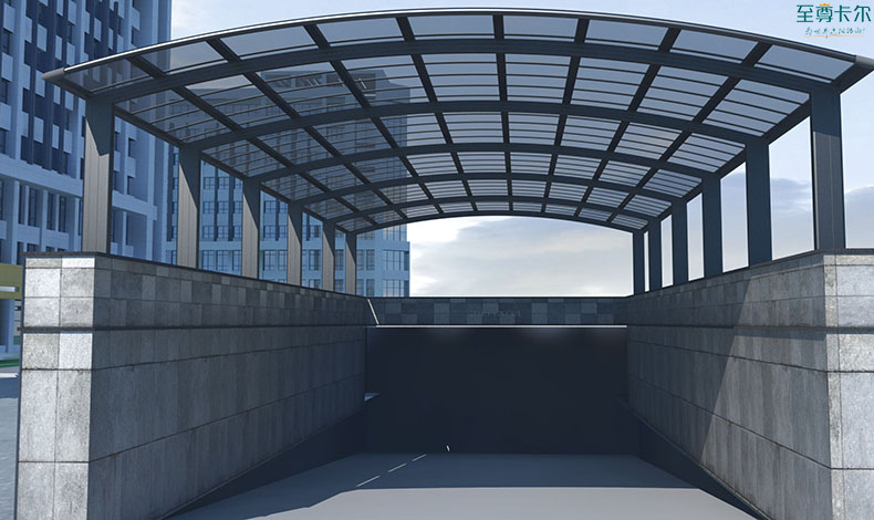 鄭州雨搭廠家？地下車庫通道雨棚？